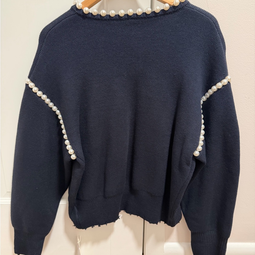 Commense Navy Sweater with Pearl Details - Picture 2 of 3